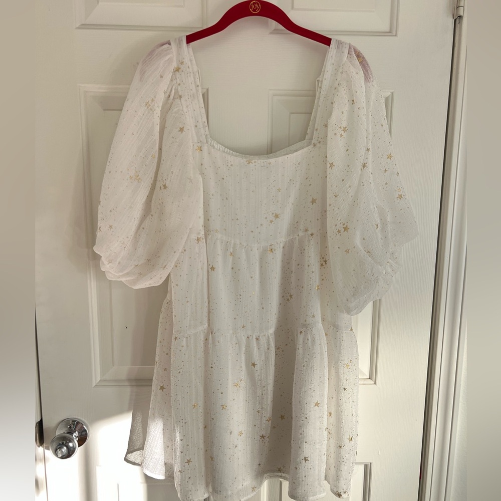 Zara White/Gold Star Dress